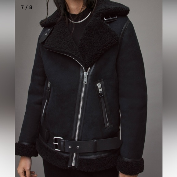 All Saints Rei Shearling jacket - Picture 2 of 2